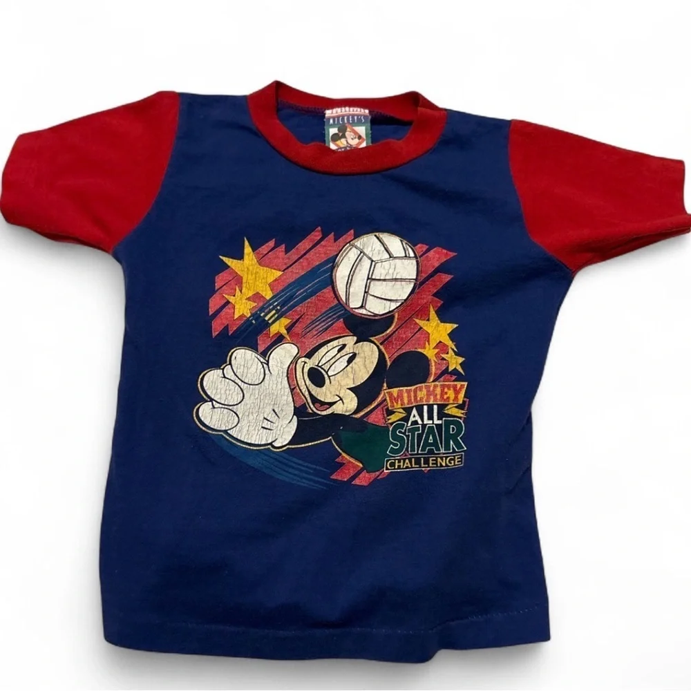 Vintage 90s Mickey Mouse Shirt 4T Disney All Star Challenge USA Made Kids Tee